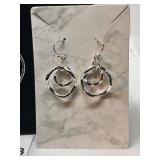 Silver-Toned Necklace and Earring Set with Circular Pendant Design