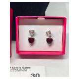 Set of 3 Pairs of Fashion Earrings with Rhinestones and Heart Design