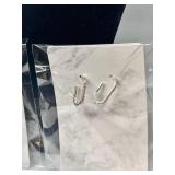 Set of 2 Silver Toned Earrings with Crystal Accents