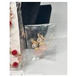 Pair of Beaded Drop Earrings with Pink and Red Beads