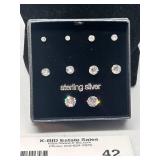 Set of 7 Sterling Silver Earrings with Cubic Zirconia