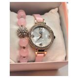 Gold Coast Rose Gold Wristwatch with Pink Beaded Strap