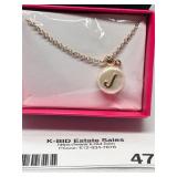 Gold Initial "J" Pendant Necklace in Gift Box