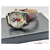 Vintage Mickey Mouse Watch with Simulated Leather Strap
