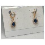 Set of Elegant Blue Stone Earrings with Crystal Accents