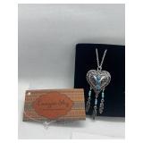 Southwest Inspired Heart Necklace and Earring Set with Turquoise Accents