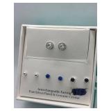 Interchangeable Earring Set with Silver Plating and Crystal Accents