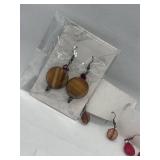 Collection of Assorted Earrings Including Tiger Eye and Gemstone Designs