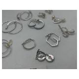 Collection of Silver Tone Hoop and Stud Earrings
