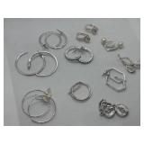 Collection of Silver Tone Hoop and Stud Earrings