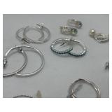 Collection of Silver Tone Hoop and Stud Earrings