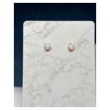 Opal Heart-Shaped Stud Earrings