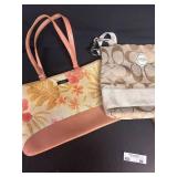 Kate Spade Floral Print Handbag with Leather Trim