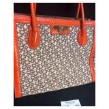 DKNY Monogram Tote Bag with Orange Trim
