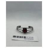 Vintage Silver Cuff Bracelet with Red Stone