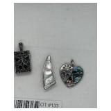 Set of 4 Assorted Pendant Charms with Mother of Pearl and Abalone Inlays