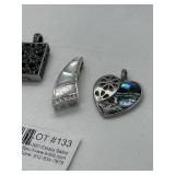 Set of 4 Assorted Pendant Charms with Mother of Pearl and Abalone Inlays