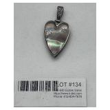 Lot #134: Heart-Shaped Abalone and Turquoise Pendant Set in Silver