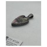 Lot #134: Heart-Shaped Abalone and Turquoise Pendant Set in Silver