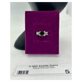 925 Sterling Silver Heart-Shaped Garnet Ring with Emerald Accents