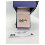 Sterling Silver Ring with Abalone Shell and Crystal Accents