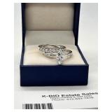 Sterling Silver Wedding Ring Set with Marquise Stone