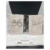 Set of 2 Silver Toned Earrings with Crystal Accents