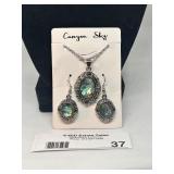 Abalone Shell Jewelry Set with Pendant and Earrings