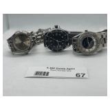 Lot of 3 Stylish Wrist Watches with Metal Bands
