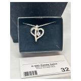 Silver Heart Necklace with Sparkling Crystal Accents