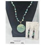 Handcrafted Beaded Necklace with Matching Dangle Earrings