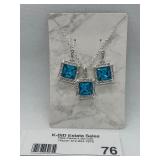 Set of Silver Jewelry with Blue Gemstone Pendants