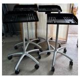 MSRP $1600 Lot of 4 Global Industrial Height Adjustable Inventory Trolly Tray Instrument Equipment Tool Mobile Roller Hair Salon Stands - In Great Condition!
