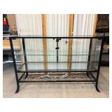 Gorgeous 2-Tier Glass Display Case With Lock & Key Featuring Elegant Floral Wire Design – Stylish & Secure Display Solution – In Excellent Condition!