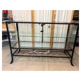 Gorgeous 2-Tier Glass Display Case With Lock & Key Featuring Elegant Floral Wire Design – Stylish & Secure Display Solution – In Excellent Condition!