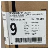 1 Case (200 each) NEW Medline MSG9290 Sensicare PI Surgical Gloves with Aloe Vera - Size 9 Green