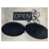 Set Of 3 Light-Up LED “OPEN” Signs For Store Or Restaurant – Bold, Bright, And Eye-Catching – Perfect For Grabbing Attention And Boosting Walk-In Traffic – Great Condition!