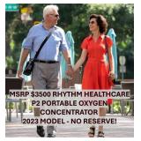 WOW MSRP $3500 Rhythm Healthcare P2 Portable Oxygen Concentrator - 2023 Model - Excellent Working Condition!  Comes With Battery, AC Charger & DC (Car) Charger Plus Carrying Shoulder Case!