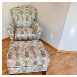 Flexsteel Arm Chair and Ottoman - Leaf Design