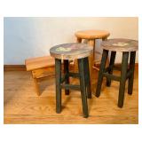 Lot of Misc. Wooden Stools - Including Rooster/Chicken