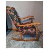 Southwestern Style Upholstered Vintage Rocking Chair