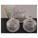 Crystal Vase & Covered Bowls