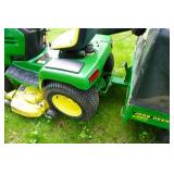 1998 John Deere 345 Lawn Mower Garden Tractor With John Deere MC519 Tow Behind Material Collection System