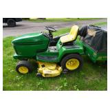 1998 John Deere 345 Lawn Mower Garden Tractor With John Deere MC519 Tow Behind Material Collection System
