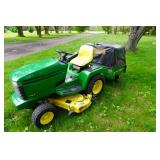 1998 John Deere 345 Lawn Mower Garden Tractor With John Deere MC519 Tow Behind Material Collection System