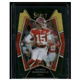 Patrick Mahomes II    2021 Panini Select Red and Yellow Prizm Die-Cut #102 Kansas City Chiefs Football Card
