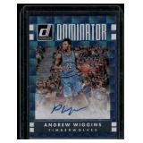 Andrew Wiggins Auto    2016 Donruss Dominator Blue Checker #125 Minnesota Timberwolves Basketball Card