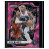 Jaden McDaniels Pink Cracked Ice 2025PRizm #175 Minnesota Timberwolves Basketball Card