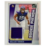 Dallas Turner Relic RC 2024 Donruss Rookie Phenom #RPJ-DTU Minnesota Vikinga Football Card
