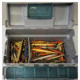 Rubbermaid Pro Series tacklebox- Inside loaded with many damaged RAPALAS mostly lips customized for use, repair, or parts.